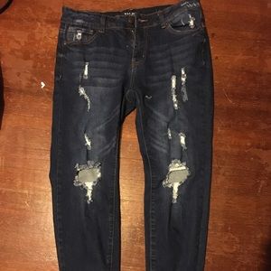 Cropped, distressed jeans